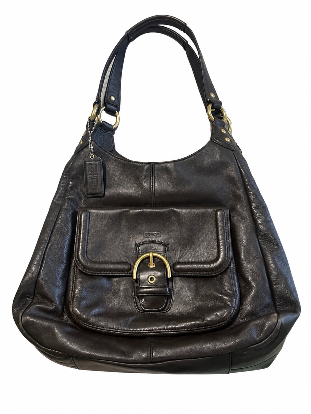 Coach Black Leather Bucke Hobo Shoulder Bag